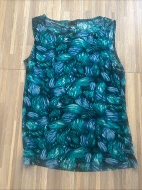 East 5th Teal & Blue Printed Sleeveless Tank